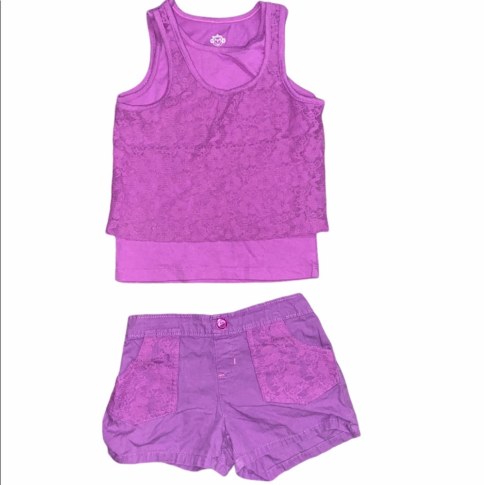 Garanimals Purple Lace Tank Top Shirt and Shorts Set sz 5